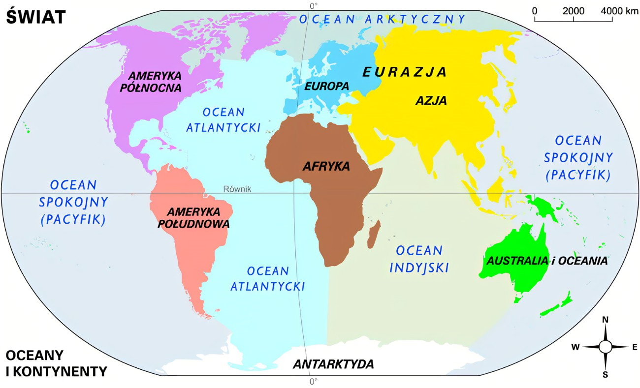 mapa Kontynentów i Oceanów
